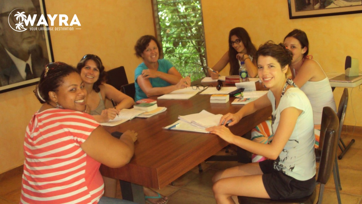 Students in a Spanish language class